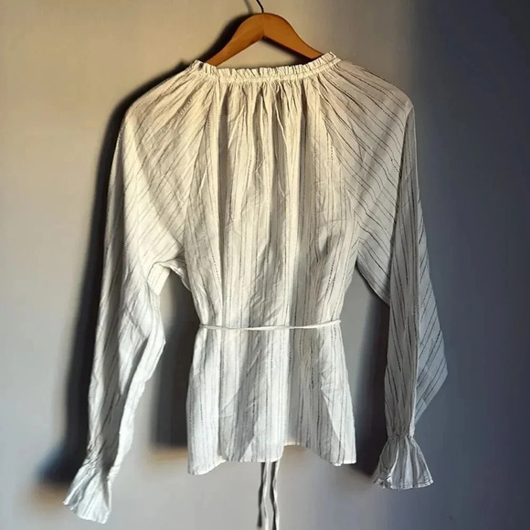 NEW J crew Button-up tie-waist top in stripe - Picture 3 of 9